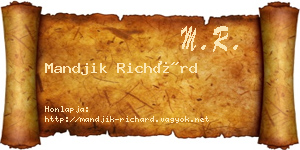Mandjik Richárd névjegykártya
